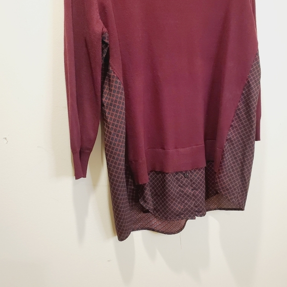 BLL New York red wine long sleeve blouse sweater size L - Picture 3 of 13